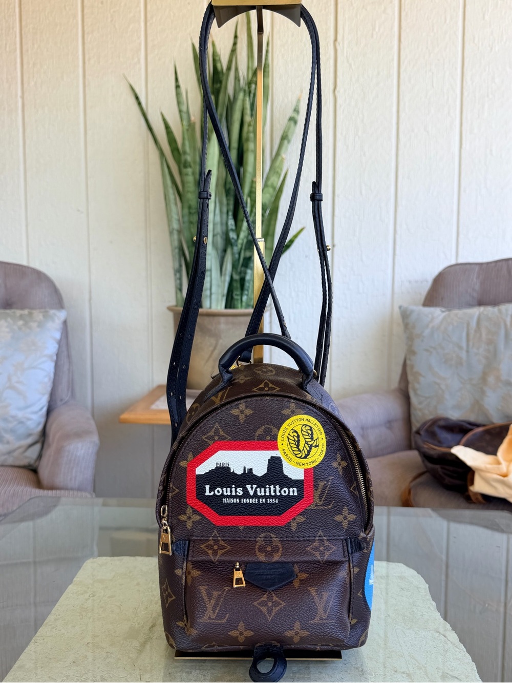 Louis Vuitton Palm Slrings Mini Monogram Backpack